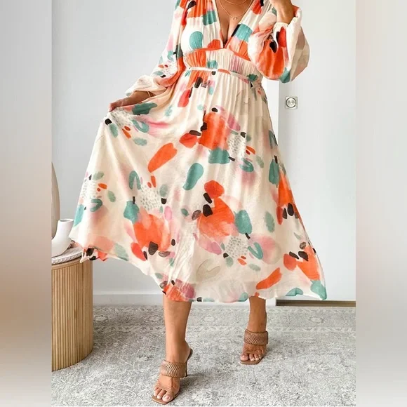 NWOT Boho Maxi Floral Dress L - Picture 4 of 11